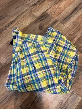 Ralph Lauren Yellow and Blue Plaid Button-Down Shirt